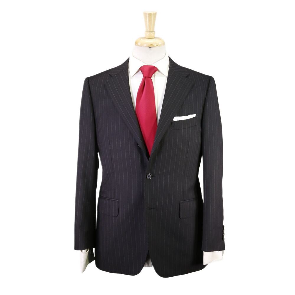 Paul Stuart Black Tonestripe 3-Btn Wool Suit 38S